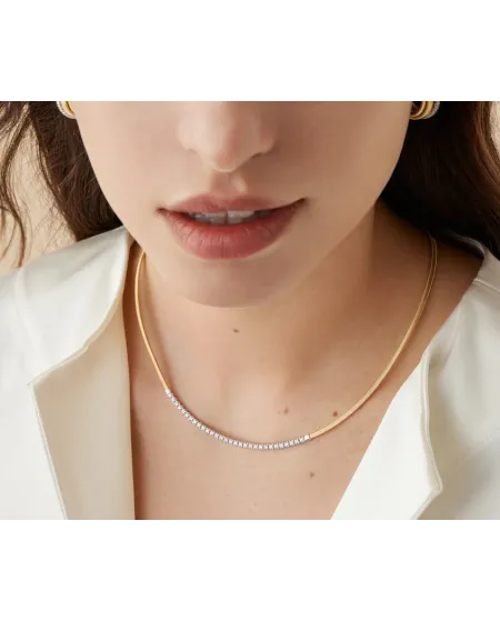 Marco Bicego Masai Necklace in Yellow Gold with Diamond Tennis