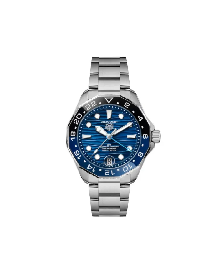 Orologio Tag Heuer Aquaracer Professional 300 GMT con Quadrante Blu e Cinturino in Acciaio