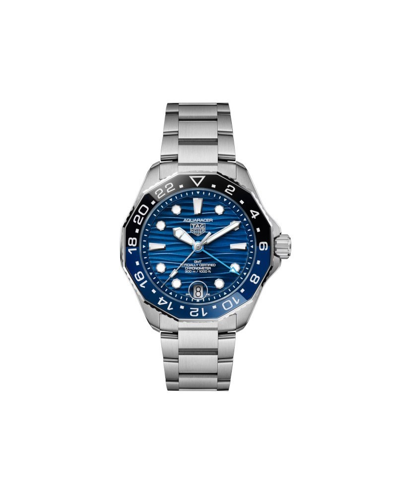 Tag Heuer Aquaracer Professional 300 GMT Watch with Blue Dial and Steel Strap