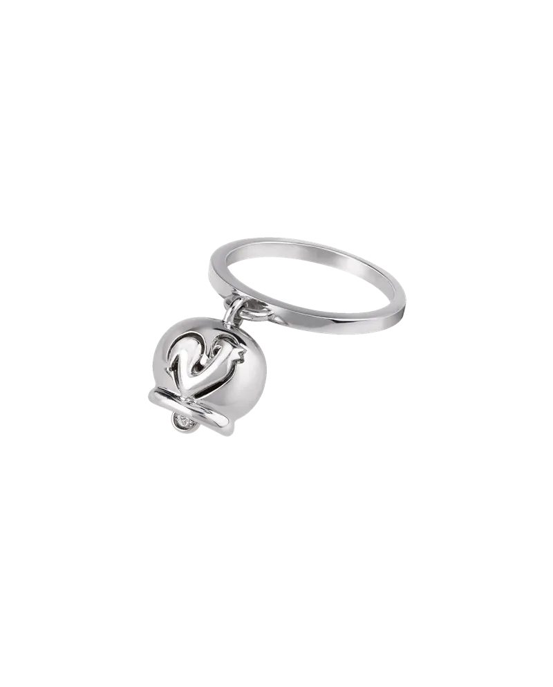 chantecler campanella ring in white gold with diamond in the clapper