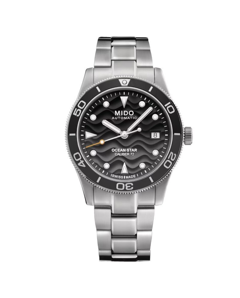 Mido Ocean Star 39 Watch with Black Dial and Steel Strap