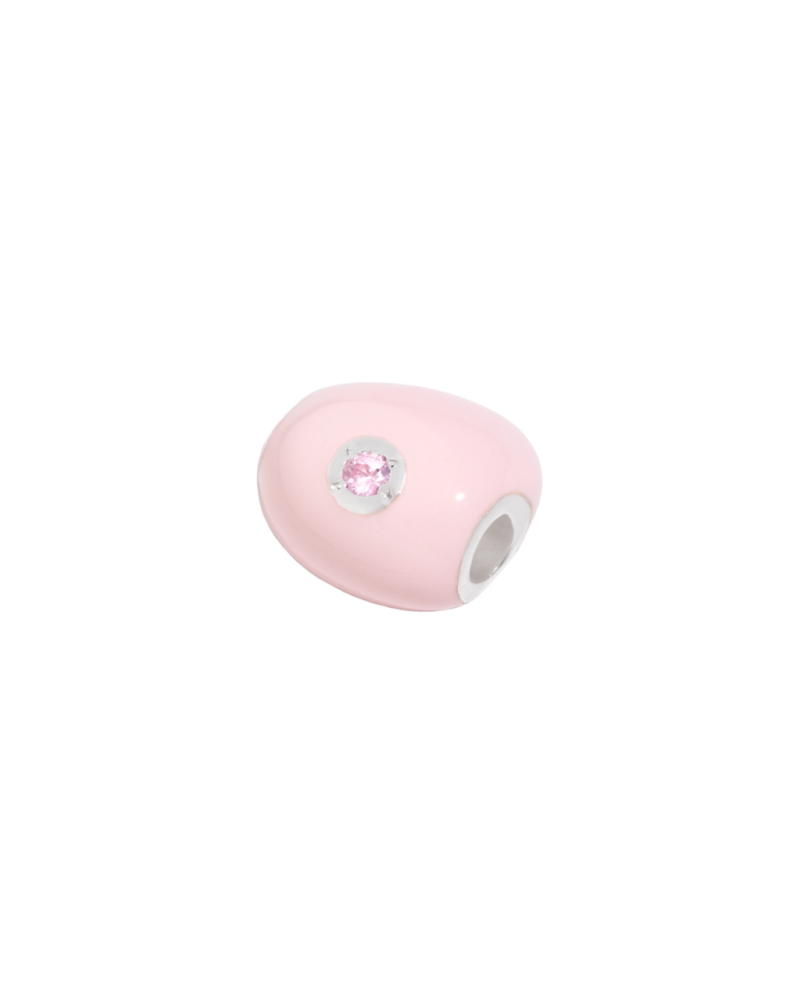 sasso in argento e smalto zucchero filato rosa con zaffiro rosa charms