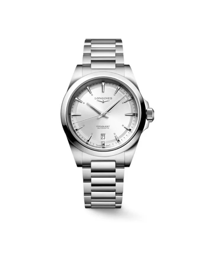 Longines Conquest Watch with Silver Dial and Steel Strap 38mm