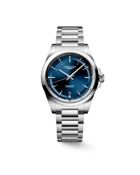 Montre Longines Conquest avec cadran bleu et bracelet en acier 38 mm