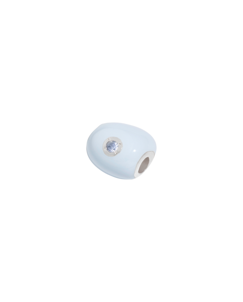 sasso in argento e smalto zucchero filato con zaffiro azzurro charms