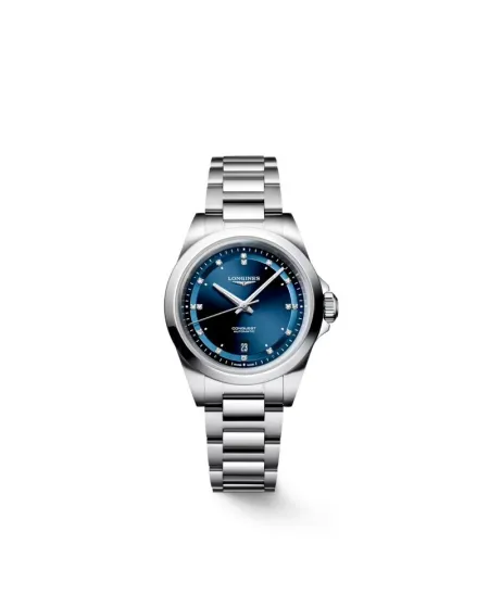 Orologio Longines Conquest con Quadrante Blu con Diamanti e Cinturino in Acciaio