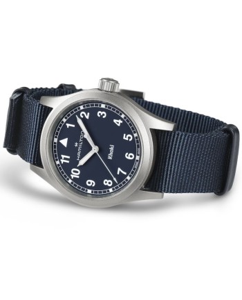Montre Hamilton Khaki Field Quartz avec bracelet Nato bleu