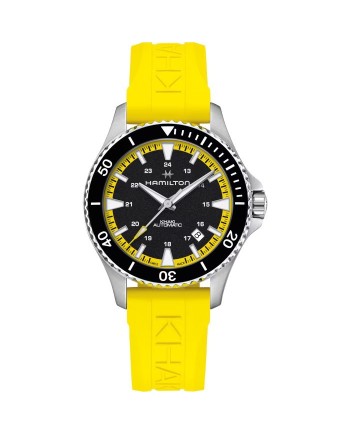 Hamilton Khaki Navy Scuba Auto Yellow Rubber Strap Watch