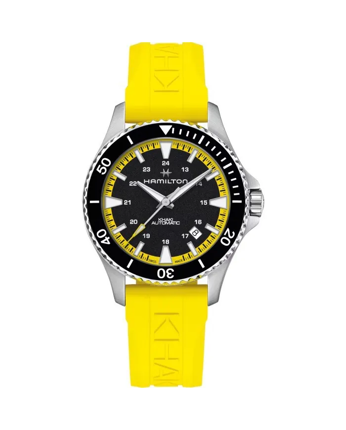 Orologio Hamilton Khaki Navy Scuba Auto Giallo con Cinturino in Caucciù