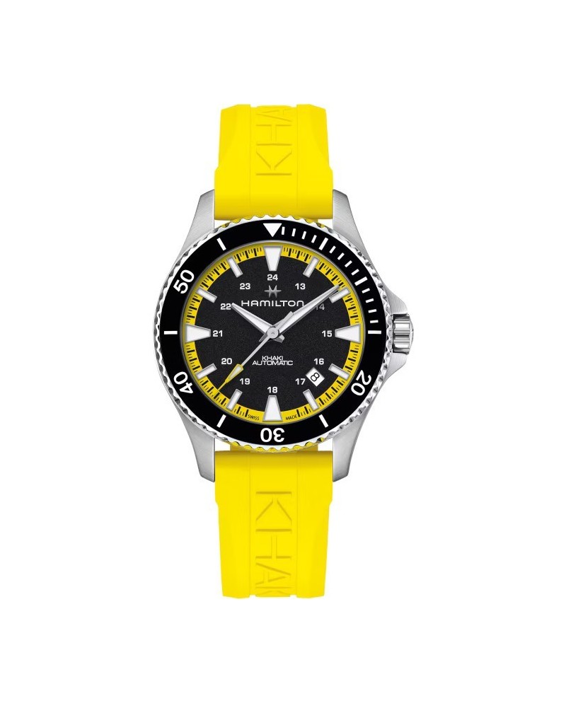 Hamilton Khaki Navy Scuba Auto Yellow Rubber Strap Watch