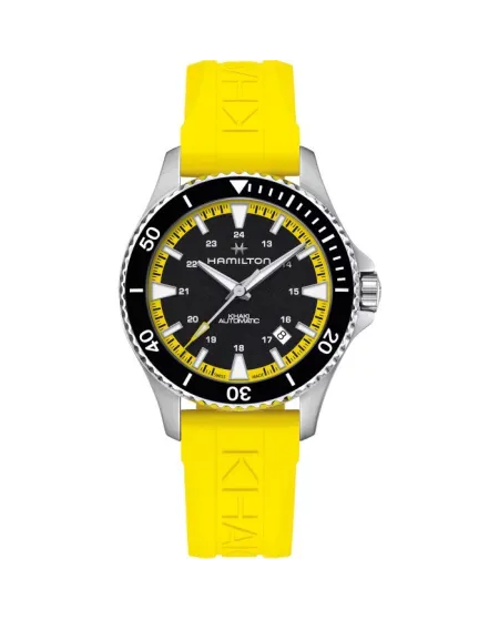 Hamilton Khaki Navy Scuba Auto Yellow Rubber Strap Watch