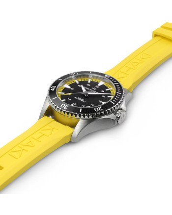Montre Hamilton Khaki Navy Scuba Auto avec bracelet en caoutchouc jaune