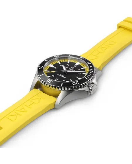 Orologio Hamilton Khaki Navy Scuba Auto Giallo con Cinturino in Caucciù