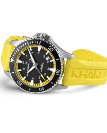 Montre Hamilton Khaki Navy Scuba Auto avec bracelet en caoutchouc jaune