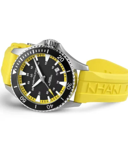 Orologio Hamilton Khaki Navy Scuba Auto Giallo con Cinturino in Caucciù