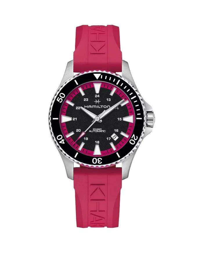 Orologio Hamilton Khaki Navy Scuba Auto Rosa con Cinturino in Caucciù 40 mm