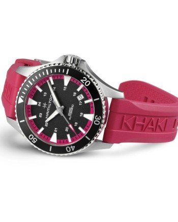 Hamilton Khaki Navy Scuba Auto Pink Rubber Strap Watch