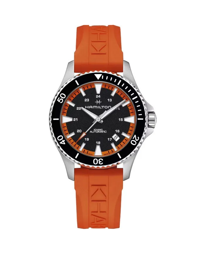 Orologio Hamilton Khaki Navy Scuba Auto Arancione con Cinturino in Caucciù 40 mm