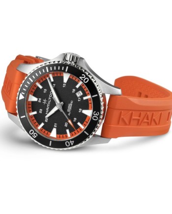 Montre Hamilton Khaki Navy Scuba Auto avec bracelet en caoutchouc orange