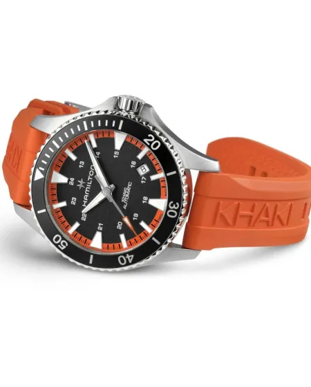 Hamilton Khaki Navy Scuba Auto Orange Rubber Strap Watch