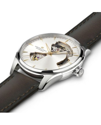 Orologio Hamilton Jazzmaster Open Heart Auto Argento Cinturino Pelle