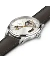 Montre Hamilton Jazzmaster Open Heart Auto avec bracelet en cuir argenté