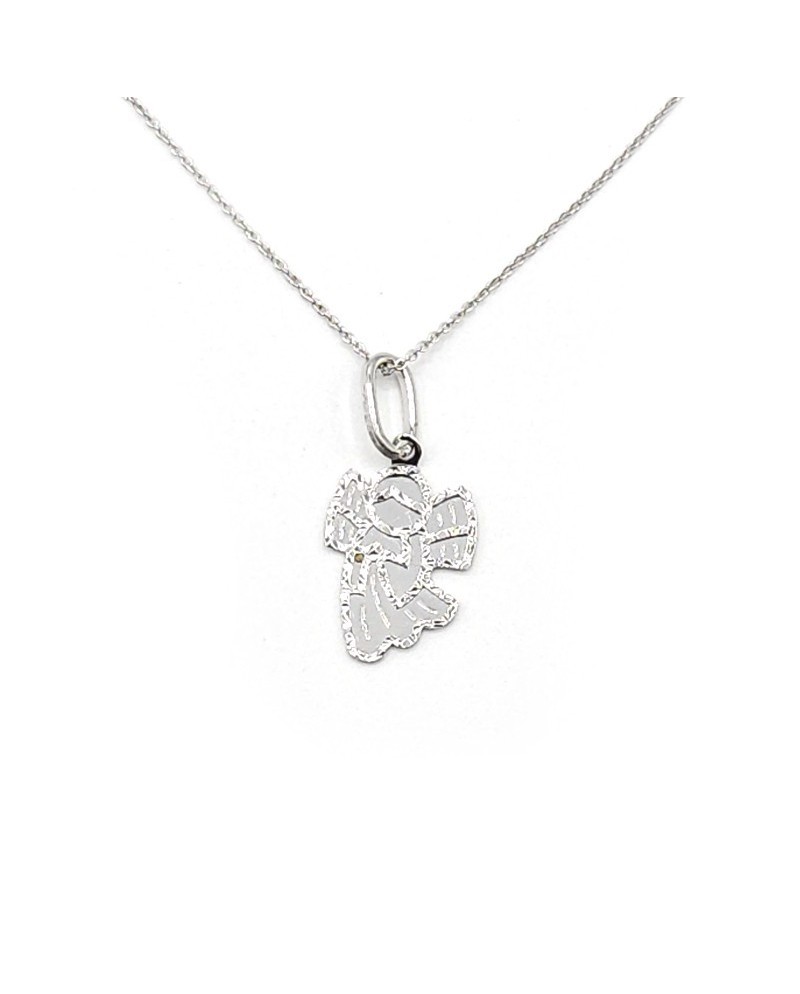 Collier ras du cou en or blanc Casella Gioielli avec petit ange