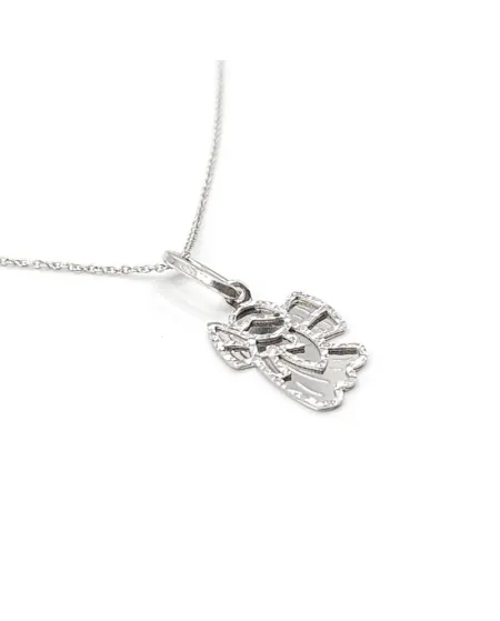 Collier ras du cou en or blanc Casella Gioielli avec petit ange