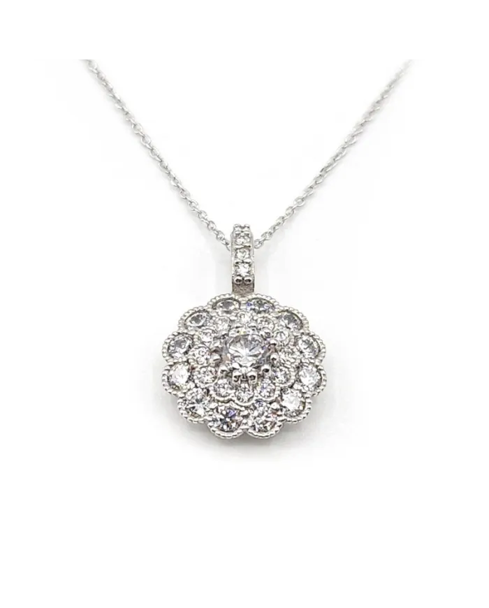 Collier ras du cou Casella Gioielli en or blanc avec pavé de zircones