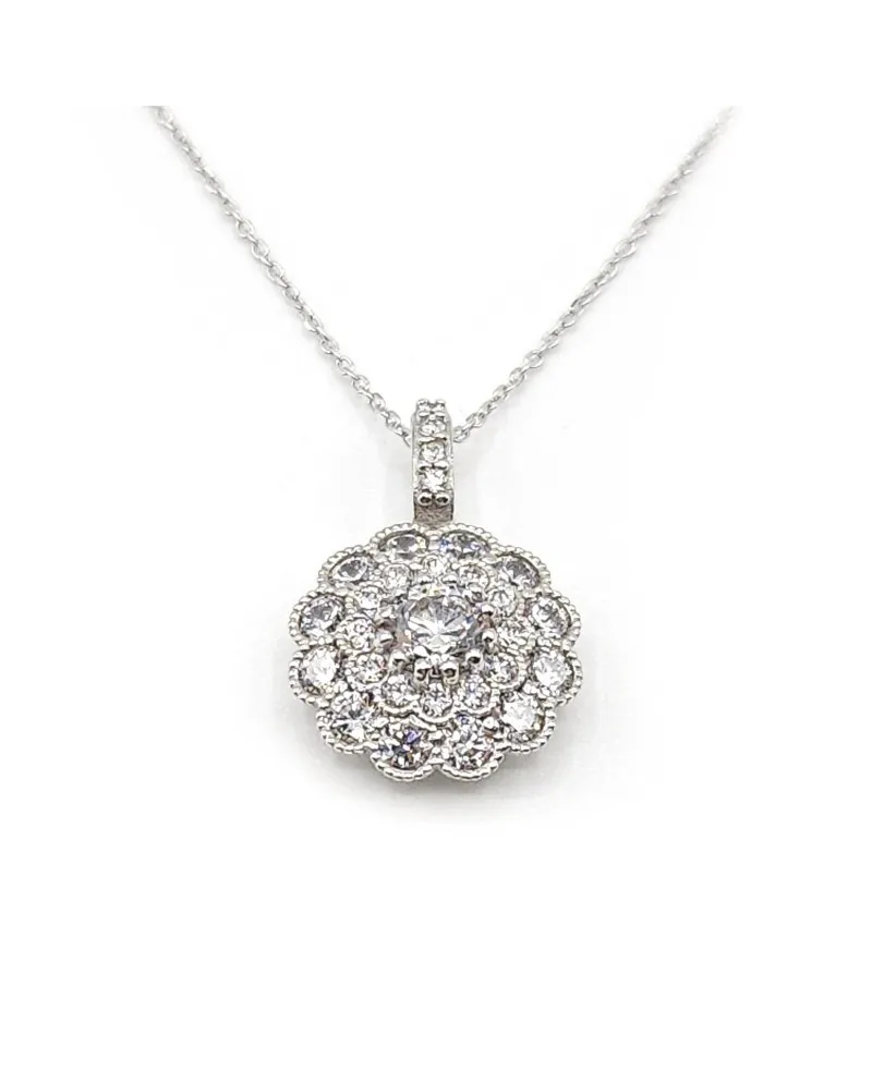 Girocollo Casella Gioielli in Oro Bianco con Pavé di Zirconi