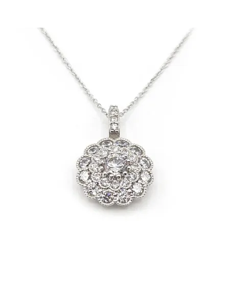 Girocollo Casella Gioielli in Oro Bianco con Pavé di Zirconi