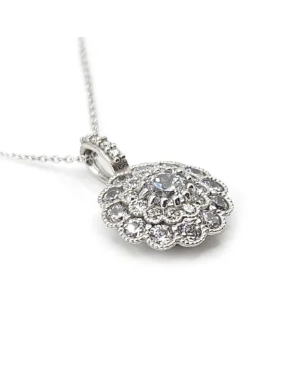 Girocollo Casella Gioielli in Oro Bianco con Pavé di Zirconi