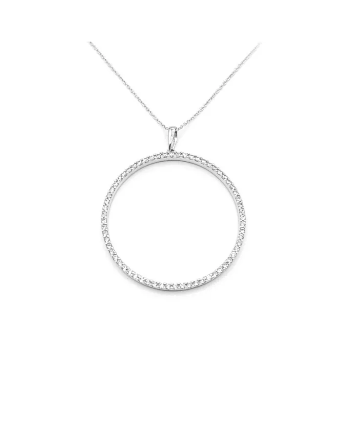Girocollo Casella Gioielli in Oro Bianco con Pendente Cerchio
