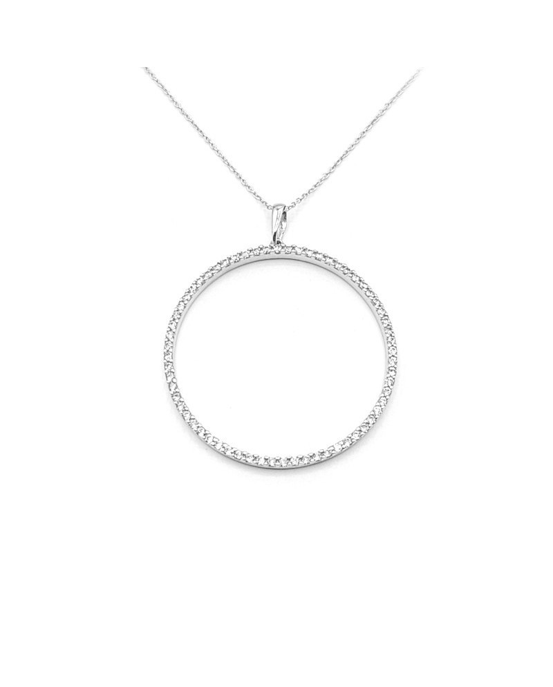 Girocollo Casella Gioielli in Oro Bianco con Pendente Cerchio