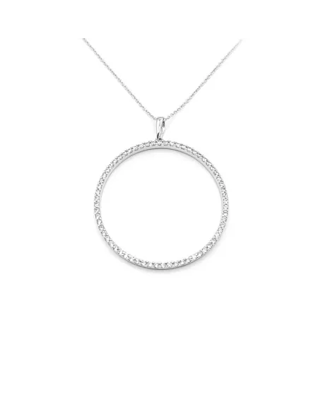 Collier ras du cou Casella Gioielli en or blanc avec pendentif rond