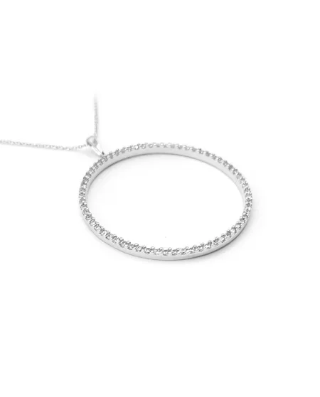 Girocollo Casella Gioielli in Oro Bianco con Pendente Cerchio