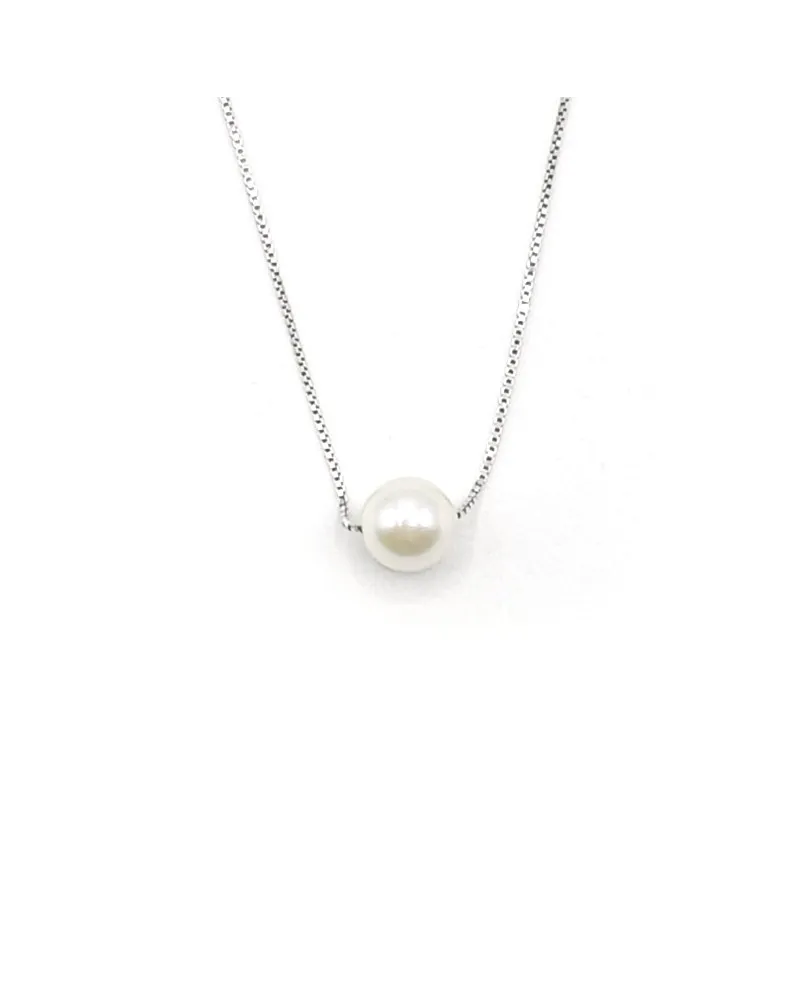 Girocollo Casella Gioielli in Oro Bianco con Perla