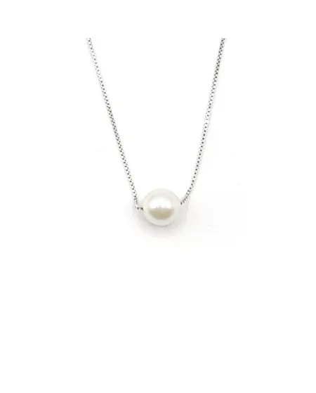 Collier ras du cou en or blanc avec perle Casella Gioielli