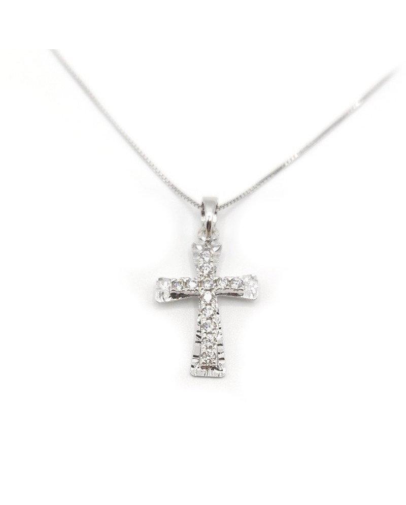 Casella Gioielli White Gold Choker with Zirconia Cross