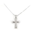 Collier ras du cou en or blanc avec croix en zircone Casella Gioielli