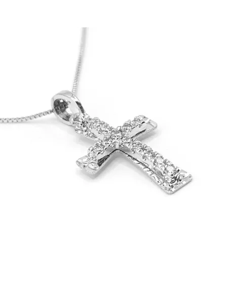 Casella Gioielli White Gold Choker with Zirconia Cross