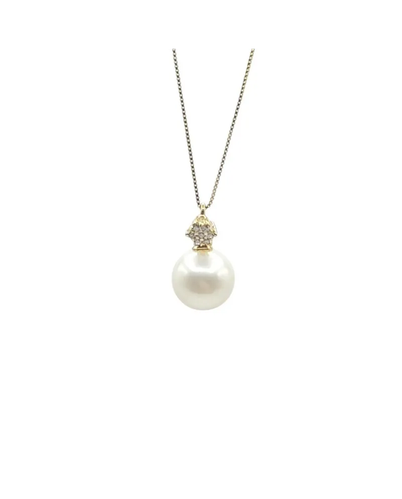 Girocollo Casella Gioielli in Oro Bianco con Perla e Zircone
