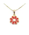 Casella Gioielli Choker in Yellow Gold with Red Enamelled Flower