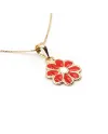 Casella Gioielli Choker in Yellow Gold with Red Enamelled Flower
