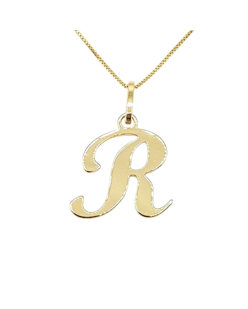 Girocollo Casella Gioielli in Oro Giallo con Lettera "R"