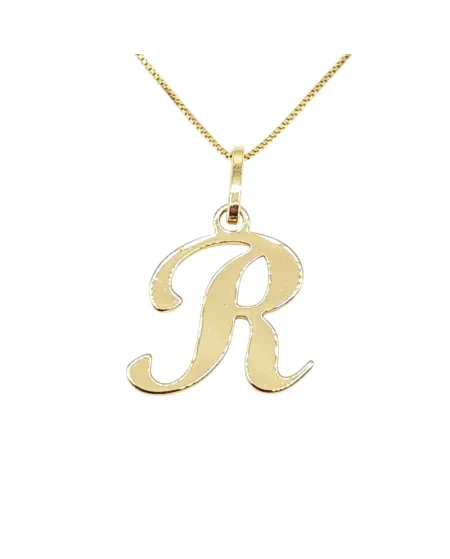 Girocollo Casella Gioielli in Oro Giallo con Lettera "R"