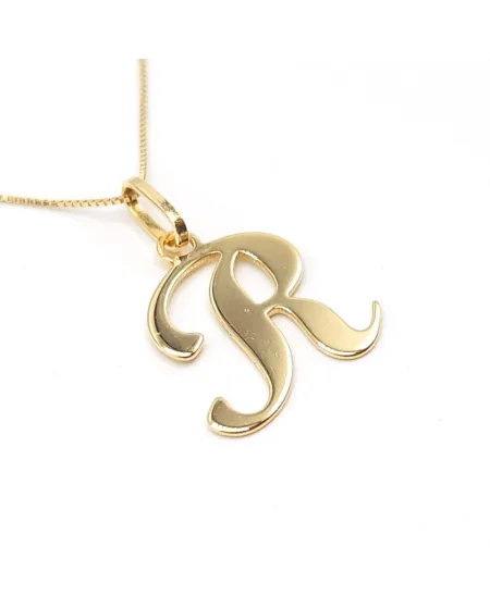 Girocollo Casella Gioielli in Oro Giallo con Lettera "R"