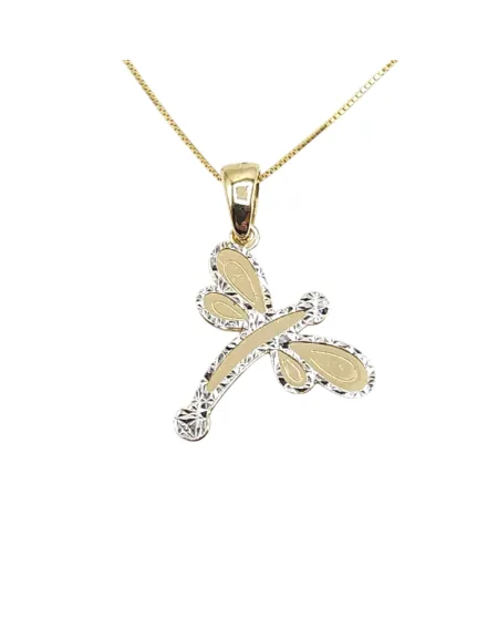 Collier ras du cou Casella Gioielli en or bicolore avec libellule