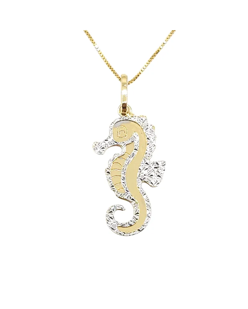 Collier ras du cou Casella Gioielli en or bicolore avec hippocampe