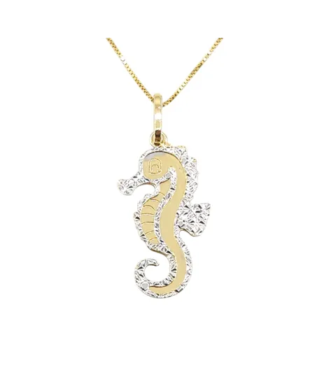 Collier ras du cou Casella Gioielli en or bicolore avec hippocampe